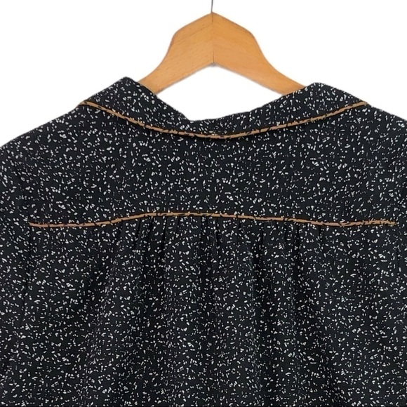 Lucca- Brown / Black Collared Front Button Blouse - Picture 6 of 9